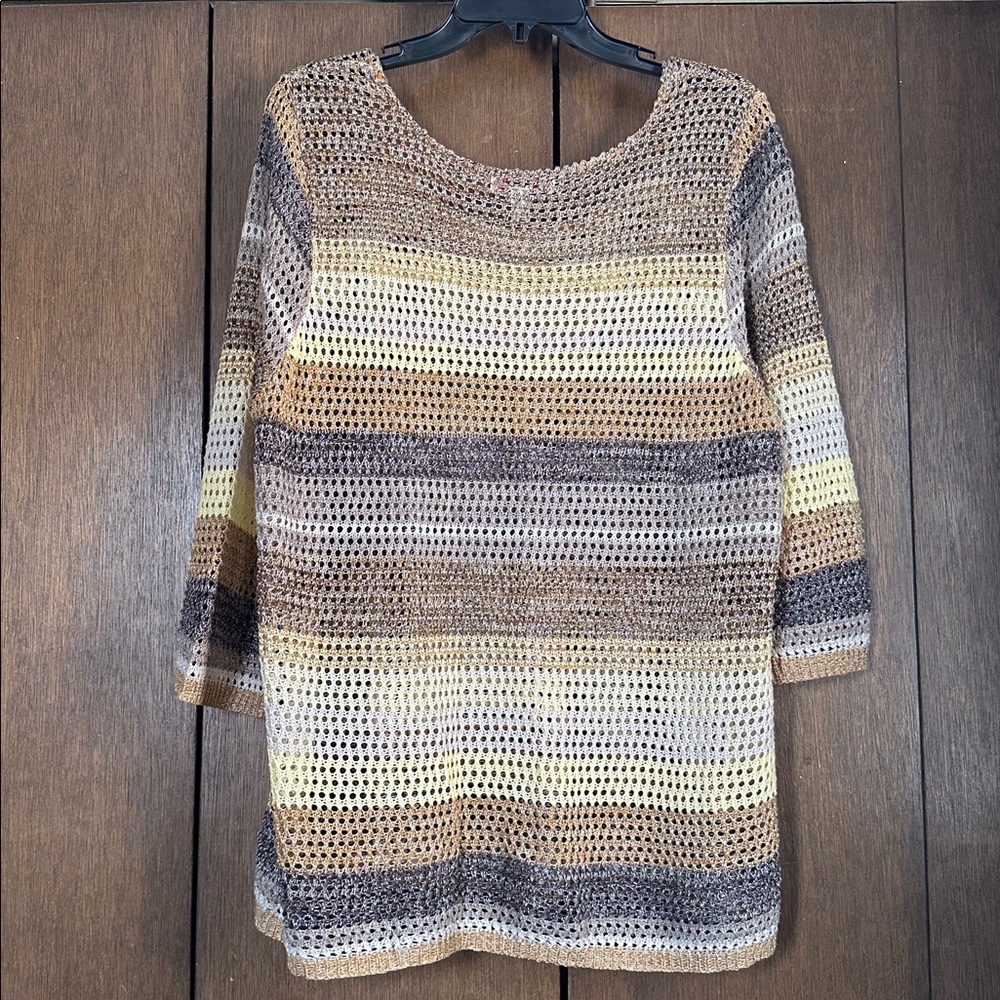 CJ Banks Striped Knit Sweater in Earth Tones plus 2x - Picture 4 of 4